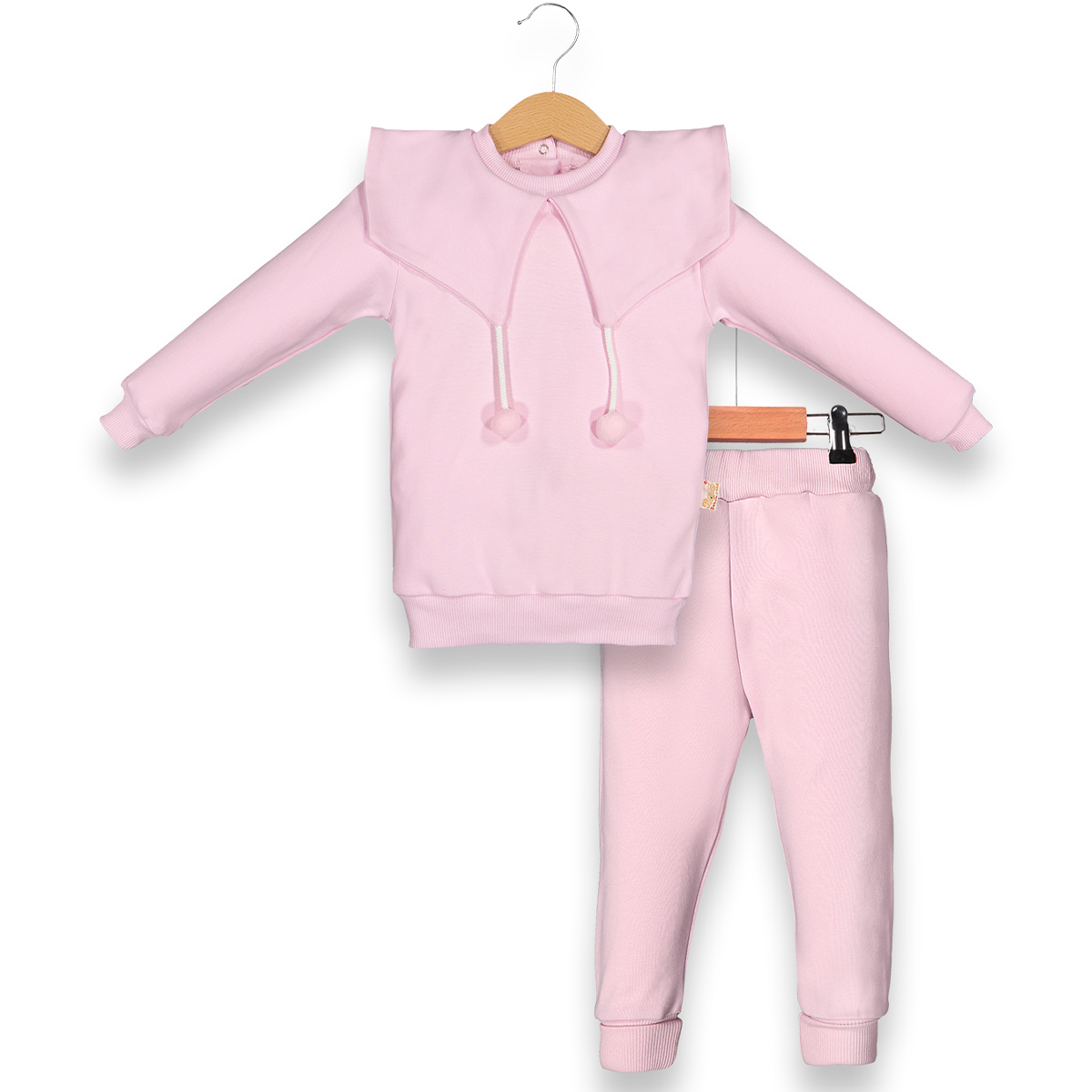 BEYAZ BEBEK KIZ 9-12-18-24 AY PONPONLU TAKIM