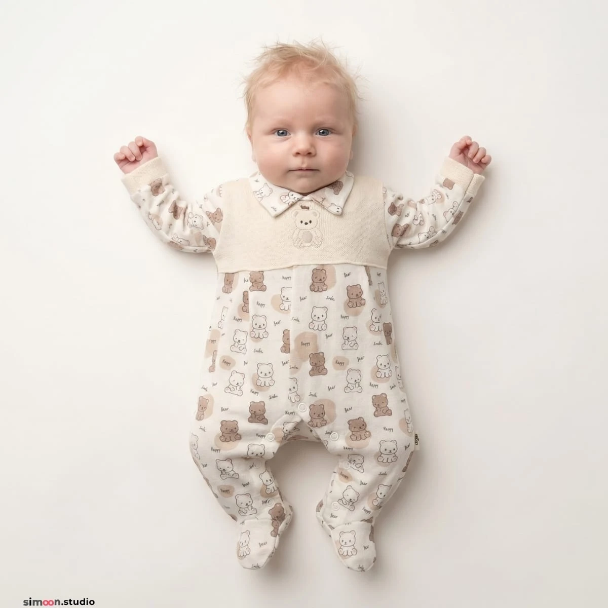 BEBLY KIDS UNISEX 0-3 AY TRİKO ROBALI AYICIK DESEN