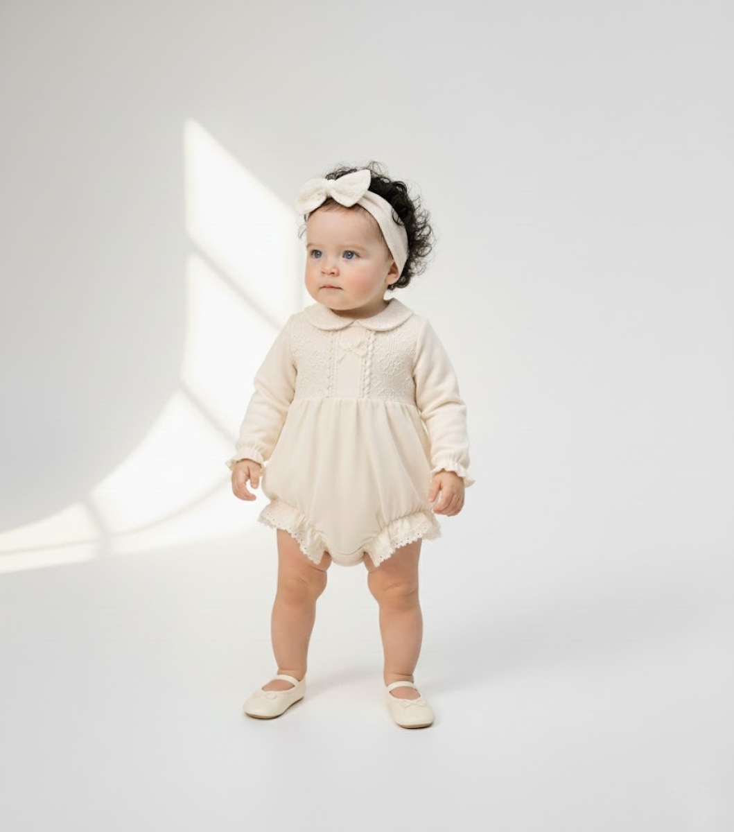 КОМБИНЕЗОН ИЗ ЧИСТОГО КРУЖЕВА MINI CAYZEN 3-6-9 МЕСЯЦЕВ