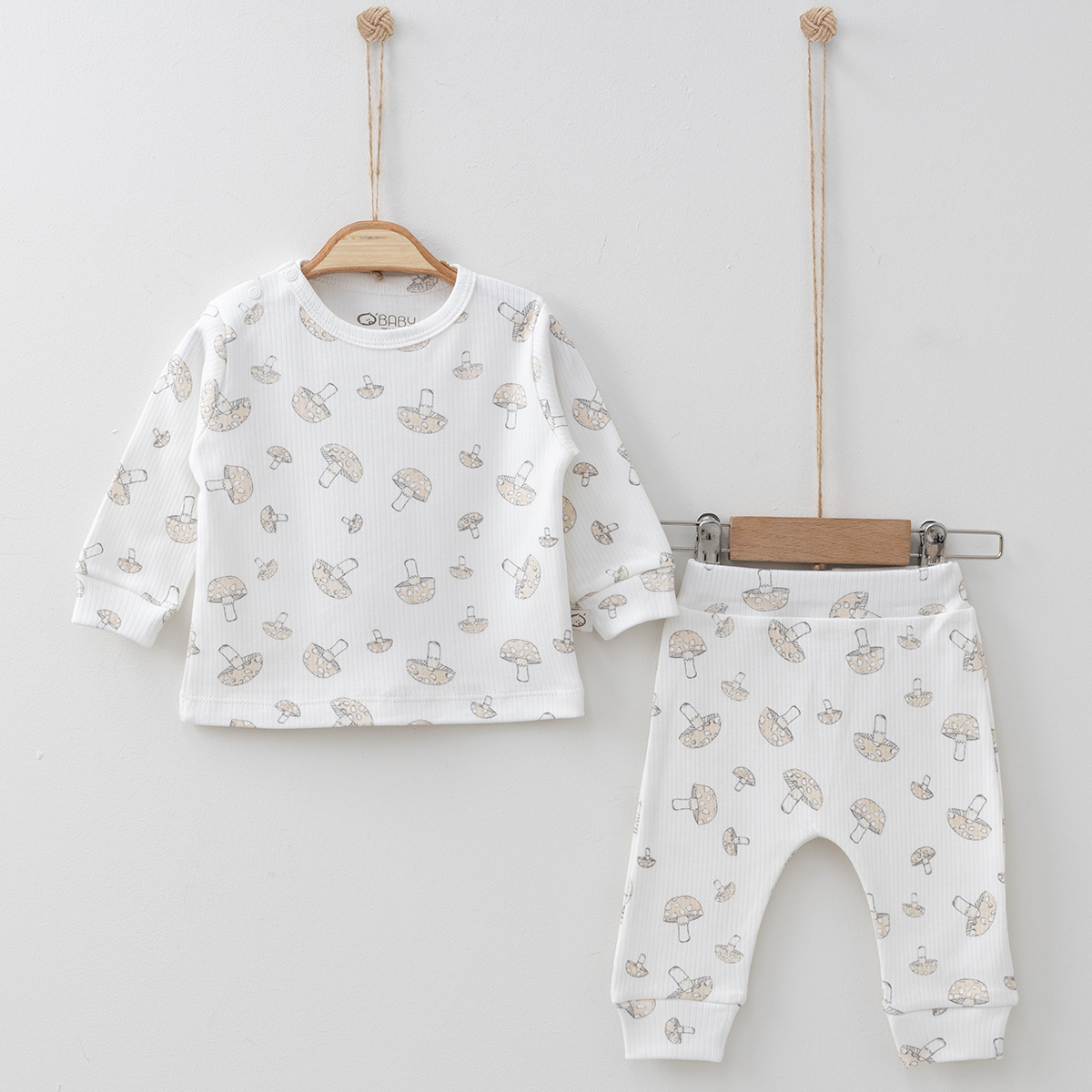 OBABY UNISEX 6-9-12-18 AY MANTAR BASKILI 2Lİ TAKIM
