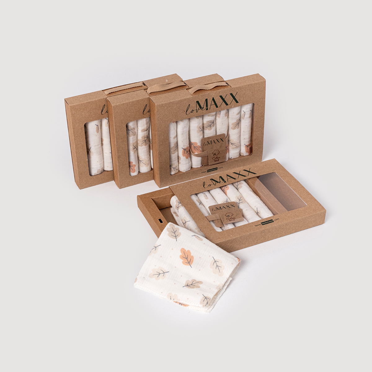 LOVEMAXX UNISEX KRAFT KUTULU 7Lİ MÜSLİN MENDİL