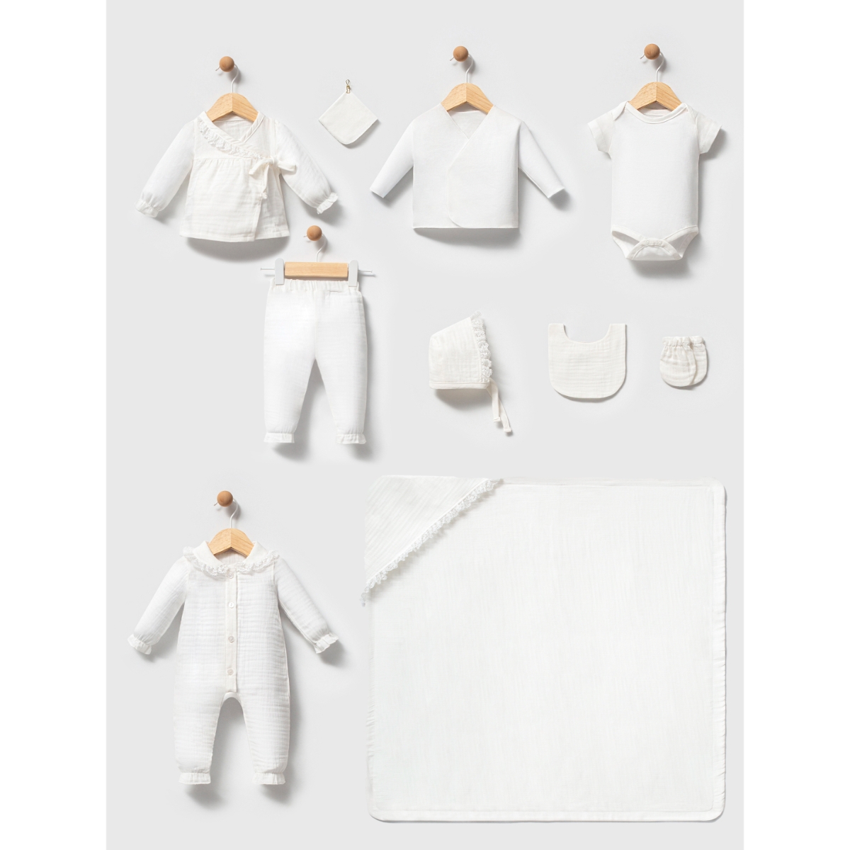 LOVEMAXX KIZ 0-3 AY FİSTOLU MÜSLİN 10LU SET