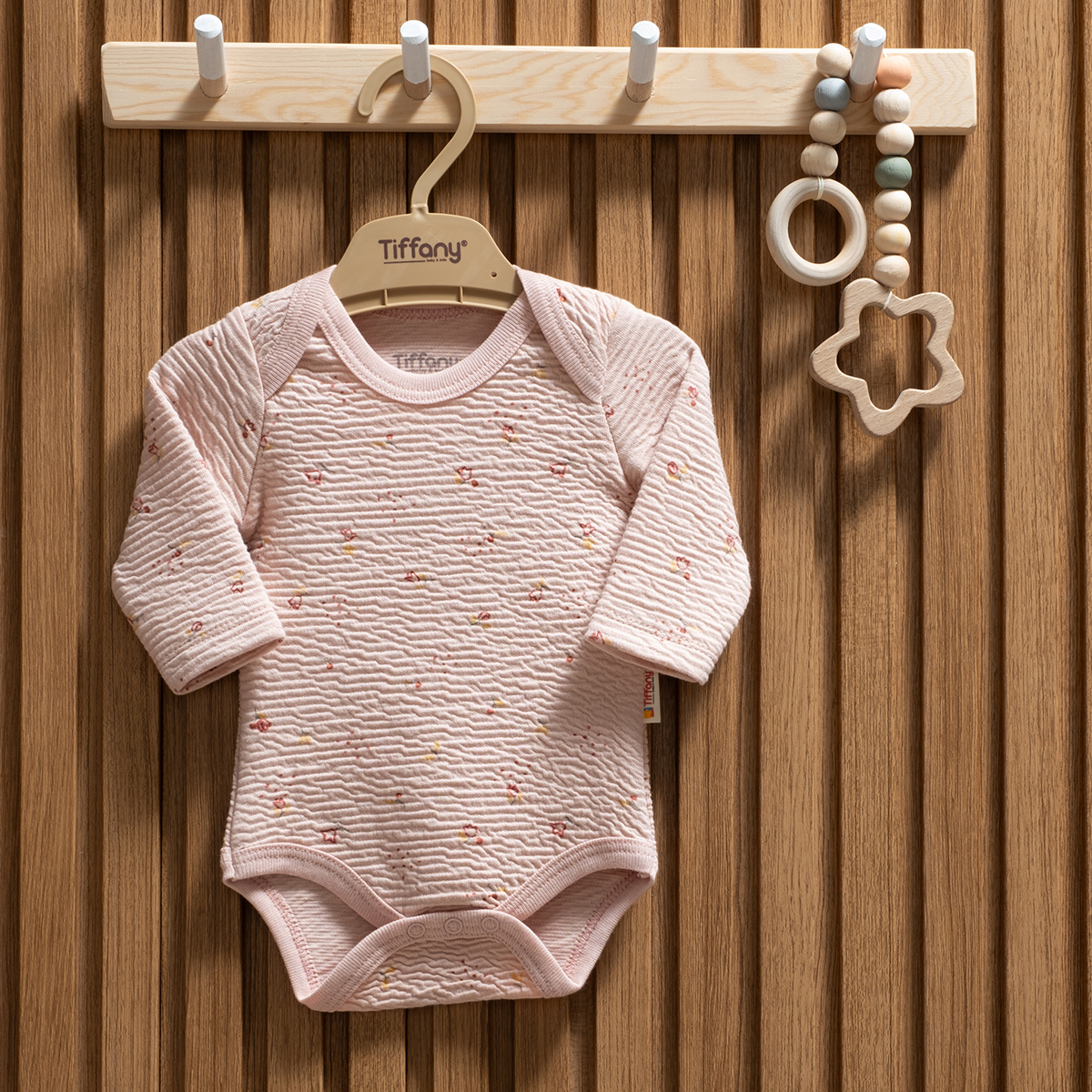 TİFFANY KIZ 3-6-9-12-18-24 AY ROSE UZUNKOL BODY
