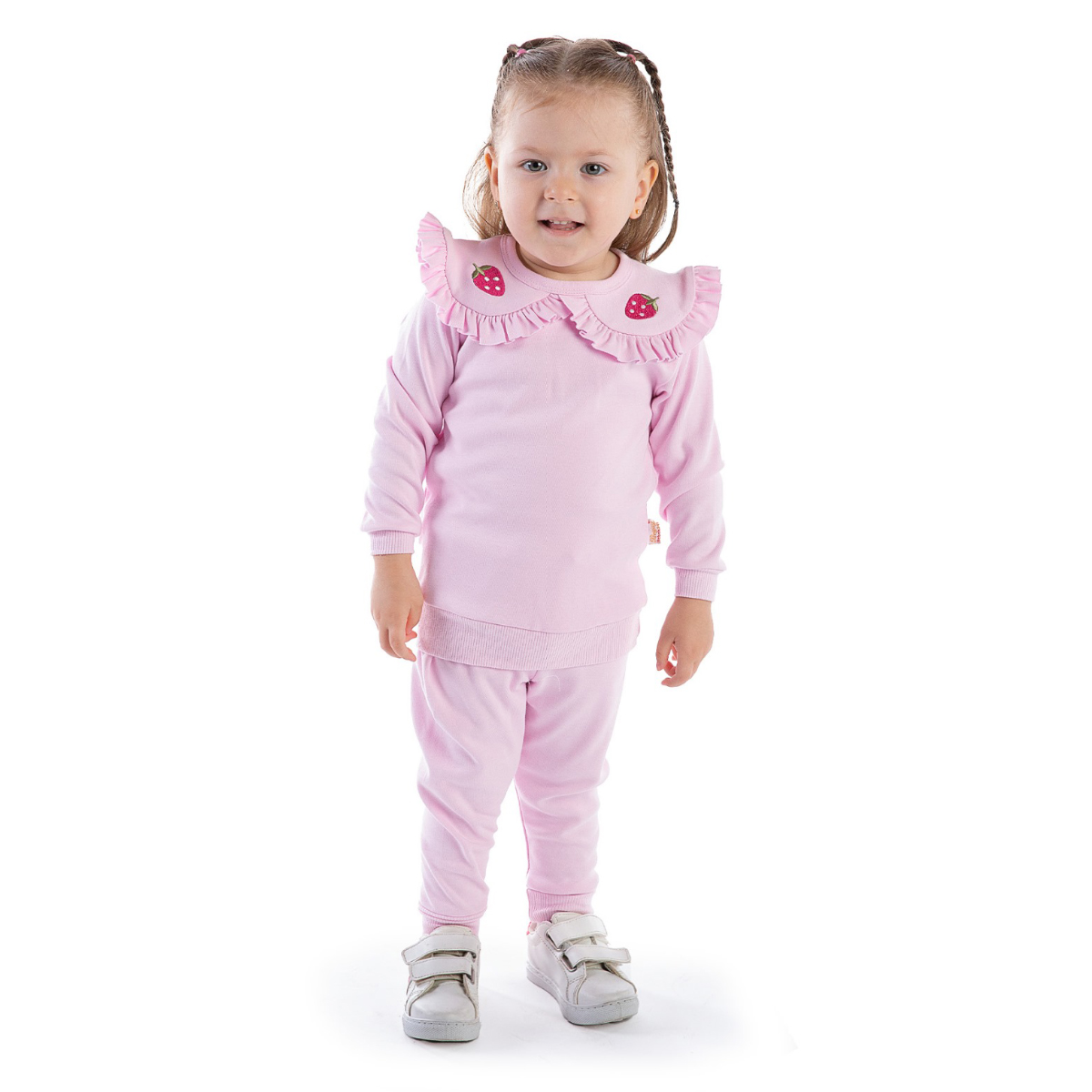 BEYAZ BEBEK KIZ 9-12-18-24 AY ÇİLEK NAKIŞLI TAKIM