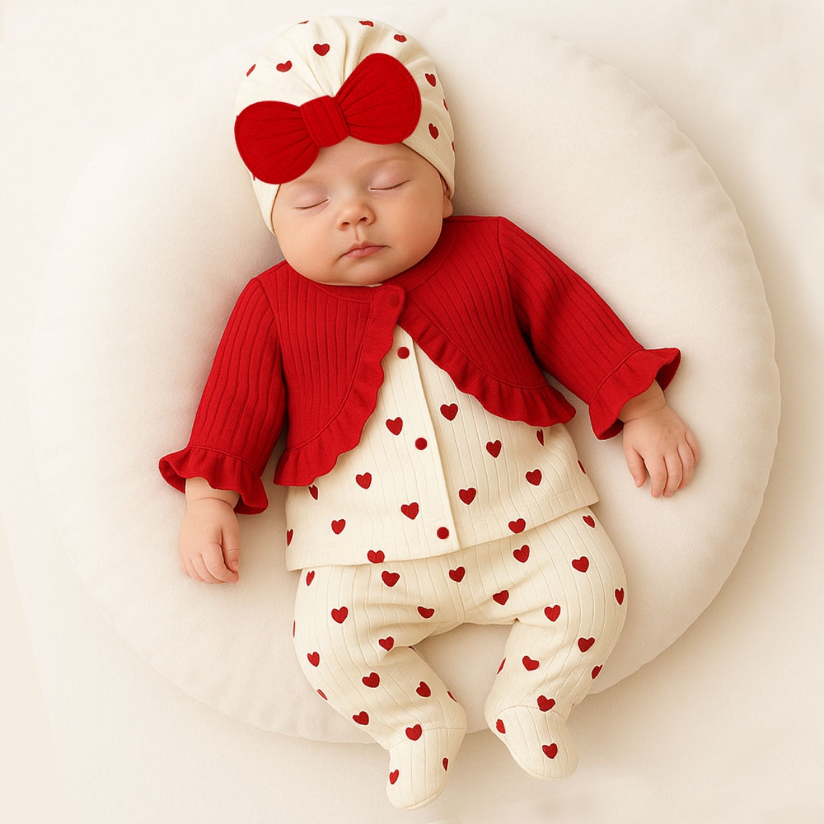 ÇAKAR BEBE KIZ 3-6 AY ARMİNA KALPLİ 3LÜ TAKIM