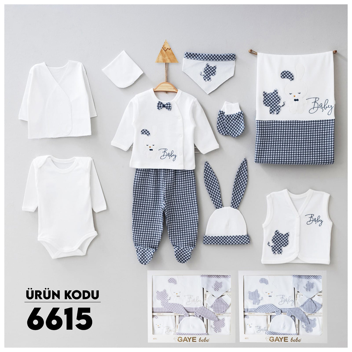 GAYE BEBE ERKEK 0-3 AY KEDİ NAKIŞLI 10LU SET