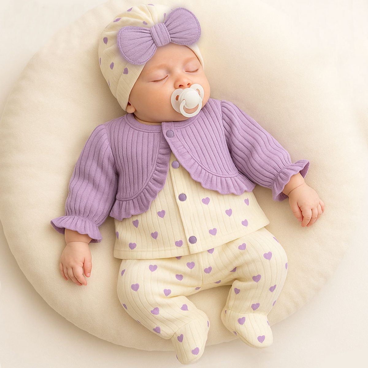 ÇAKAR BEBE KIZ 3-6 AY ARMİNA KALPLİ 3LÜ TAKIM