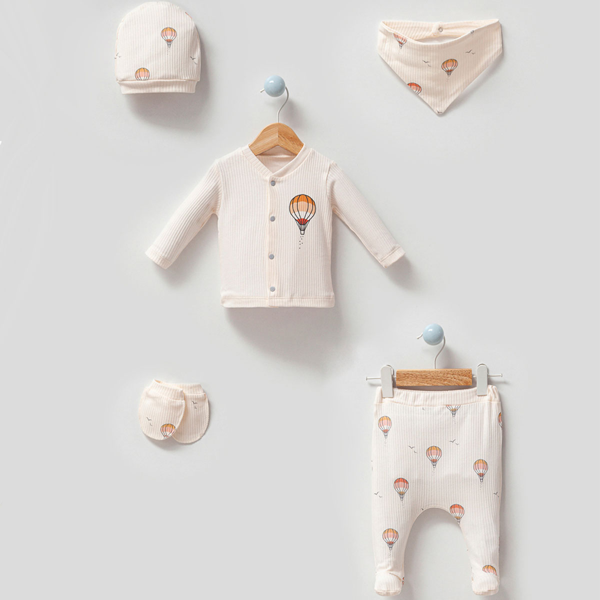 ESYA BABY UNISEX 0-3 AY CAPPADOCIA DESEN 5Lİ SET