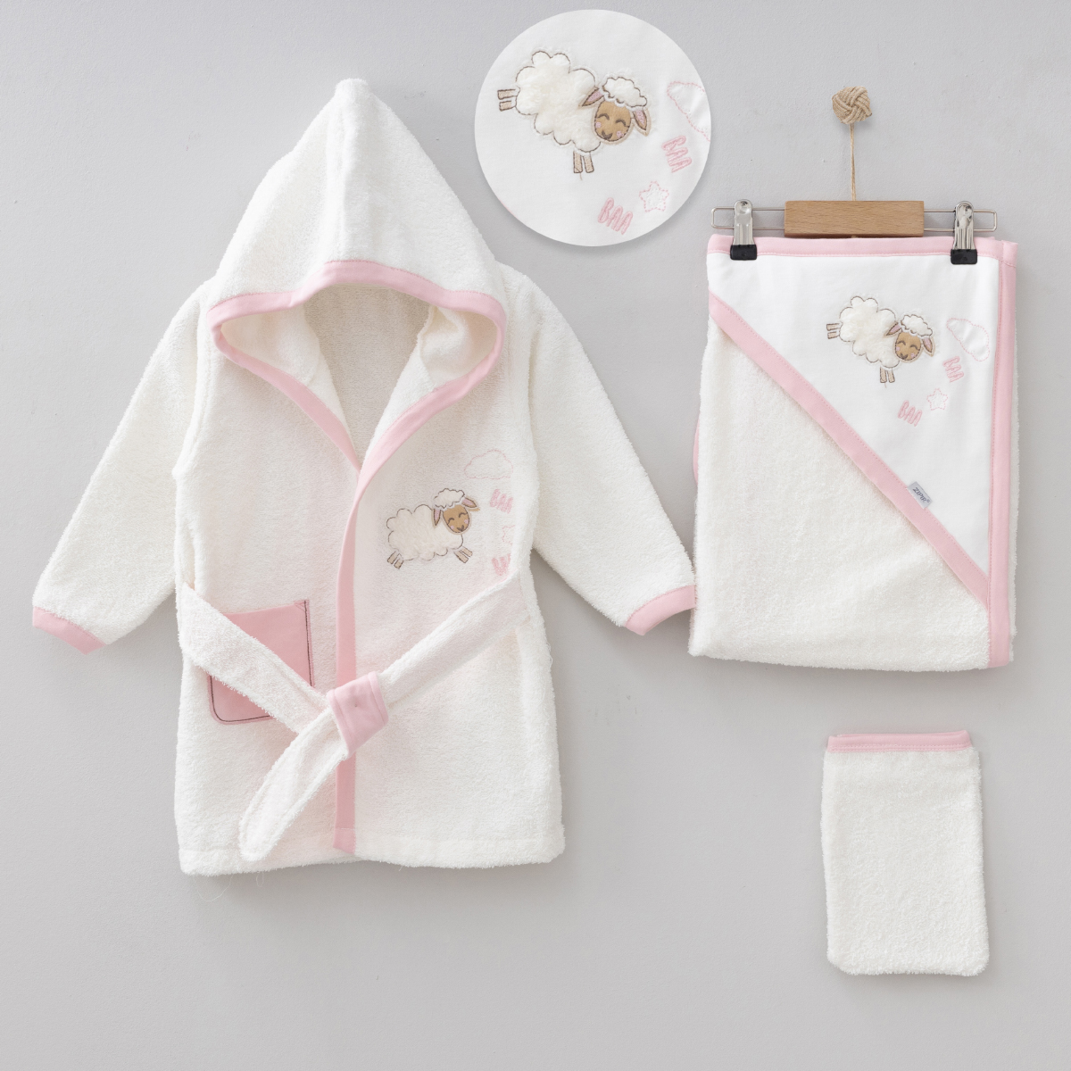 ZIPIR UNISEX 0-12 AY KUZULU BORNOZ SETİ