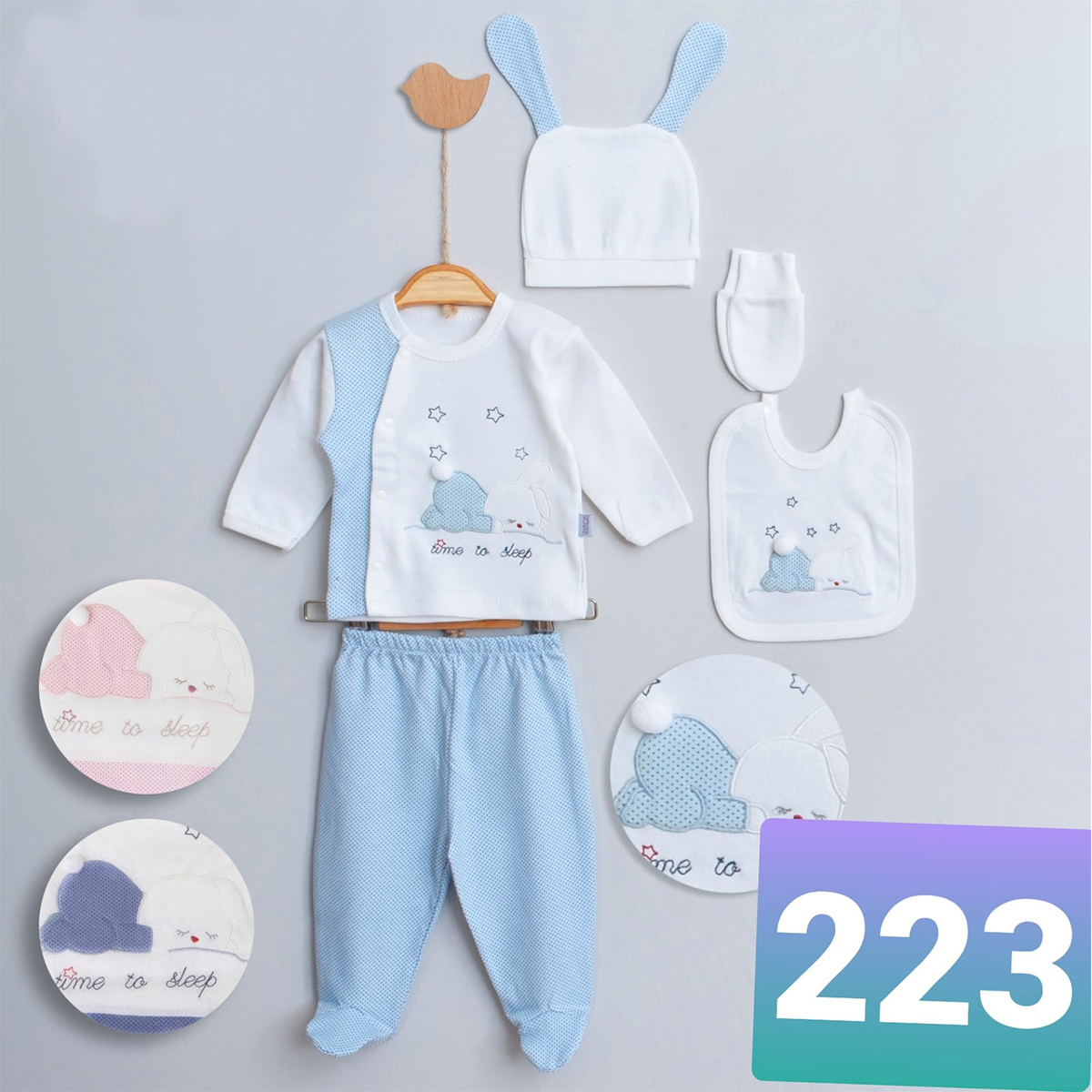 TONTON BEBE UNISEX 0-3 AY UYKUCU TAVŞAN 5Lİ SET