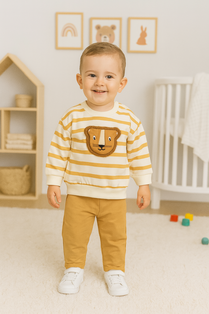 VOVİDO ERKEK 9-24 AY ASLAN APLİKELİ 2Lİ TAKIM