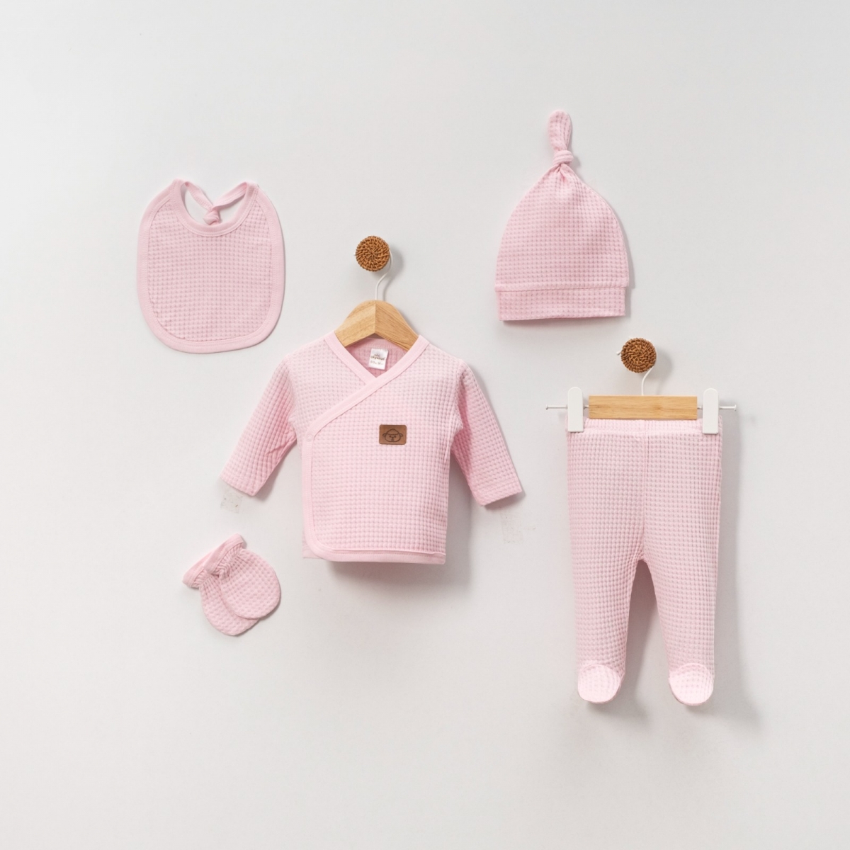 MİNİ OKYANUS UNISEX 0-3 AY ARMALI WAFFLE 5Lİ SET