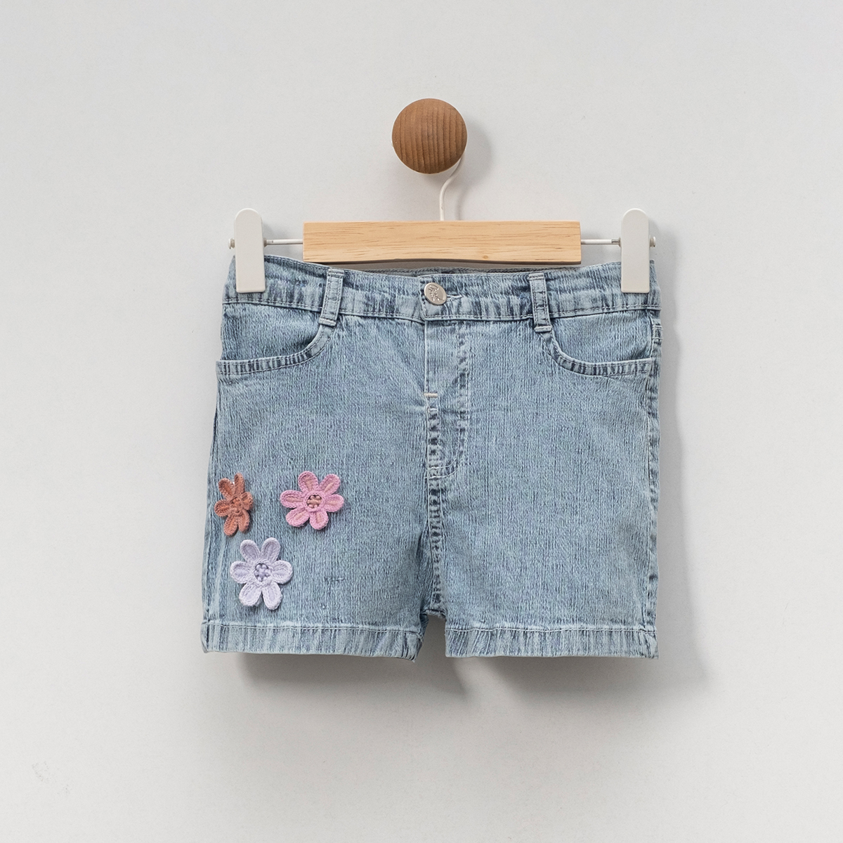 LOVEMAXX KIZ 5-6-7-8 YAŞ ÇİÇEKLİ KOT ŞORT