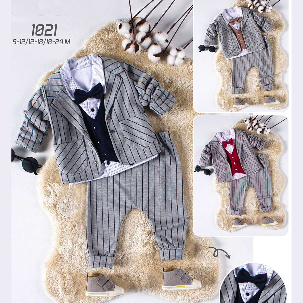 PAKEL ERKEK 12-18-24 AY YELEKLİ CEKETLİ 3LÜ TAKIM