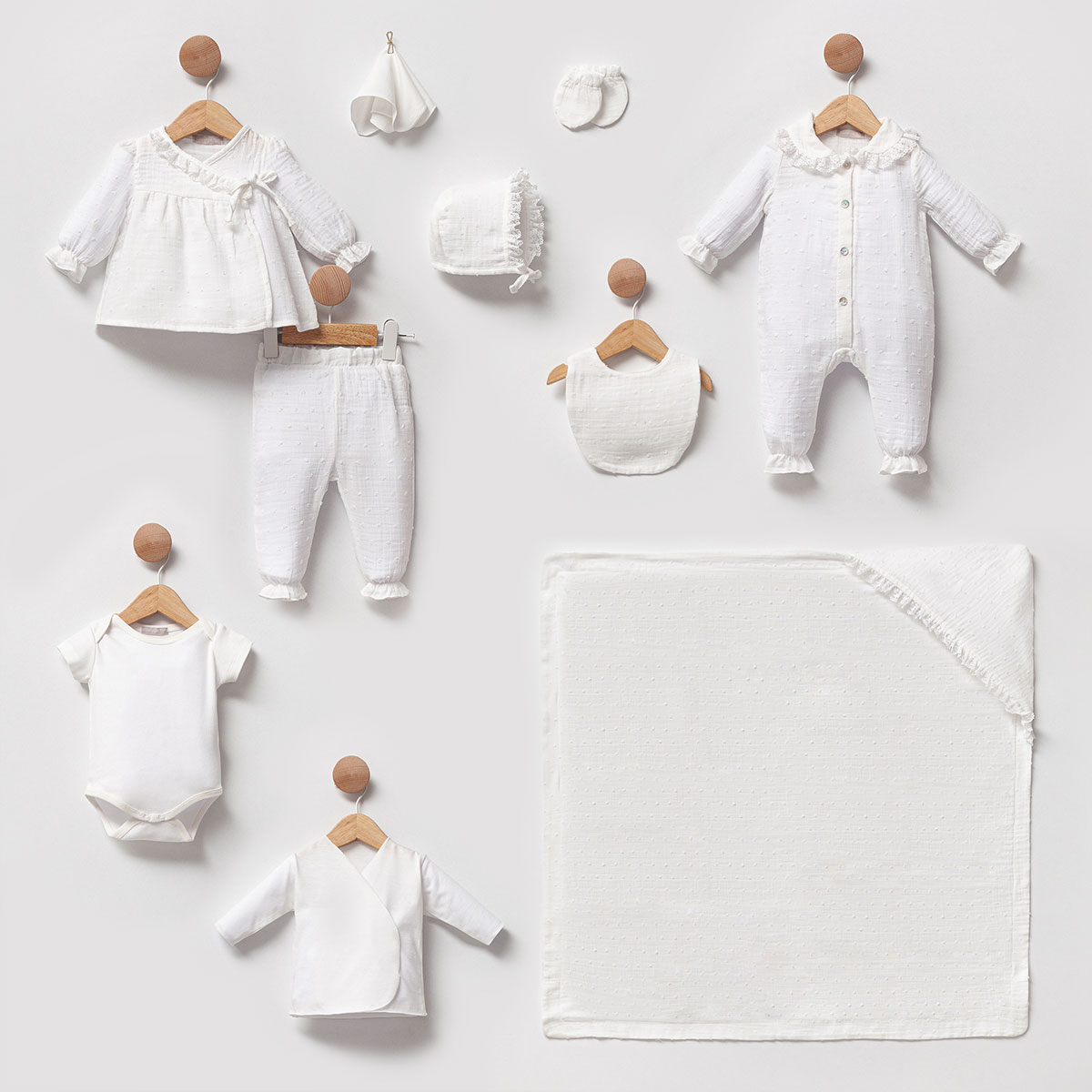 CASSİOPE KIZ 0-3 AY KOPANAKİLİ MÜSLİN 10LU SET