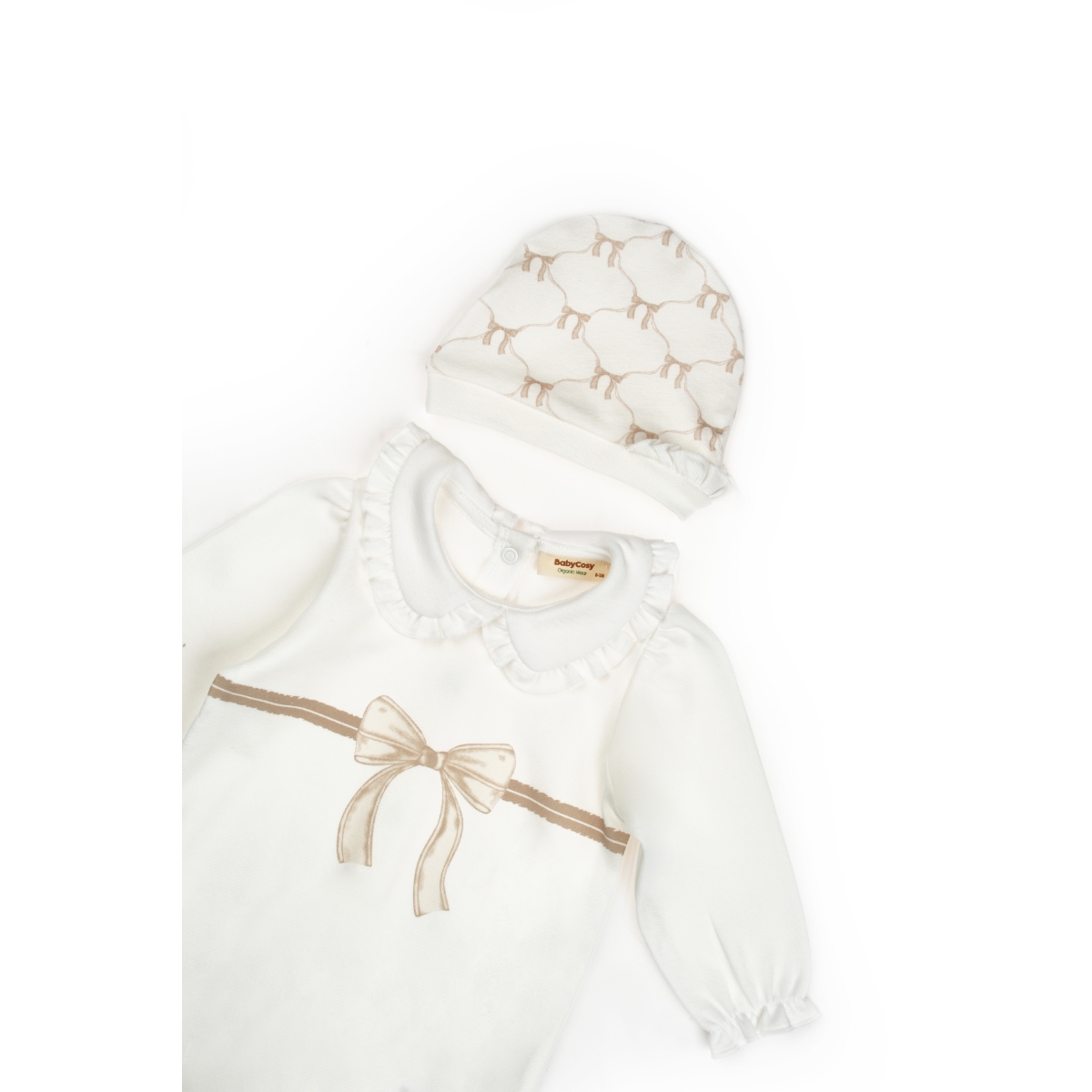 BABYCOSY KIZ 0/3-3/6 AY BOW ŞAPKALI PATİKLİ TULUM
