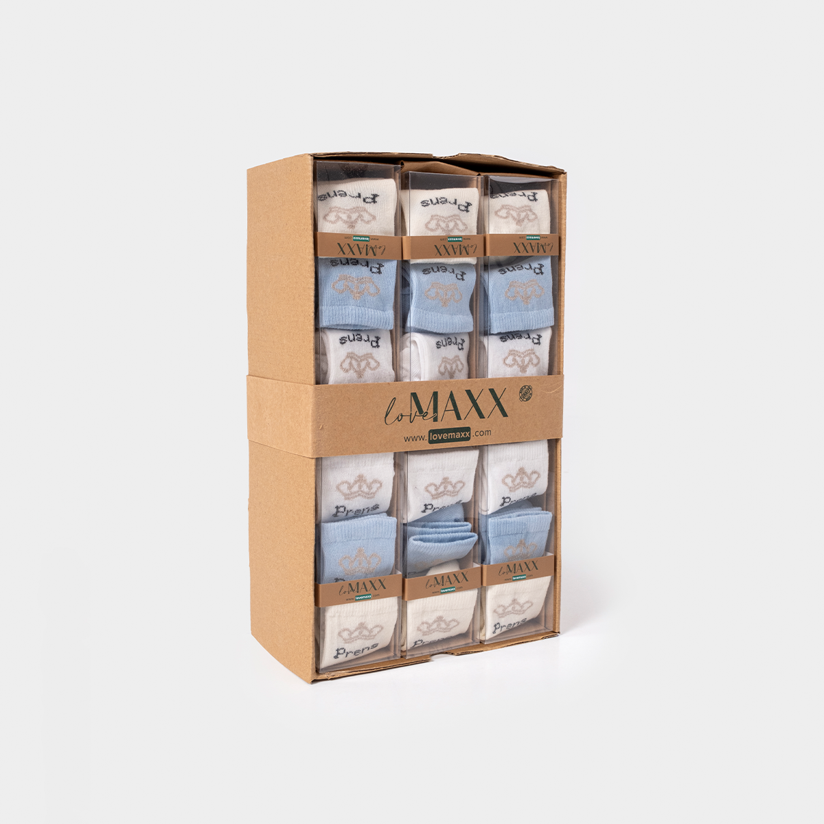 LOVEMAXX ERKEK 0/3-3/6 AY PRENS 6LI ÇORAP 12Lİ BOX