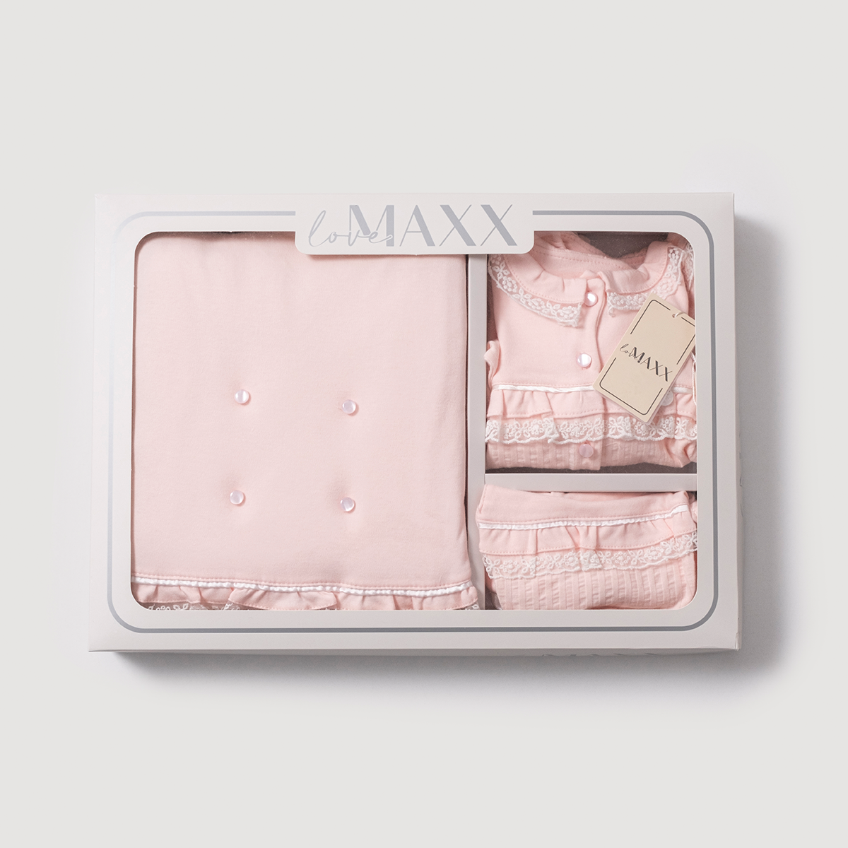 LOVEMAXX KIZ 0-3 AY FİSTOLU DÜĞMELİ KUTULU 7Lİ SET