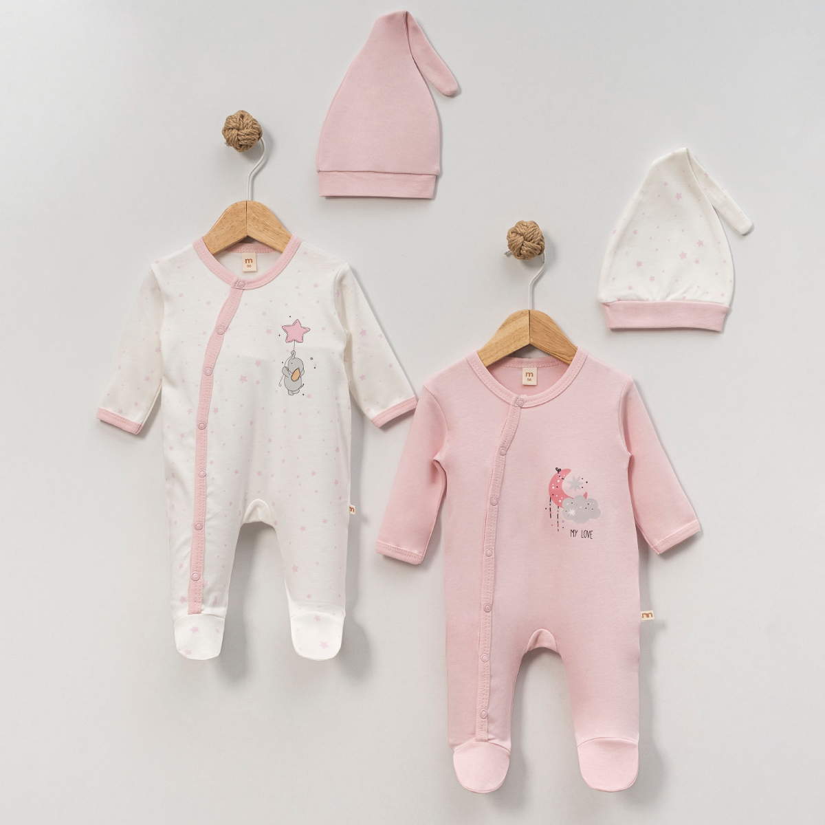 MİNİSSE UNISEX 0/3-3/6 AY YILDIZ FİL 2Lİ TULUM