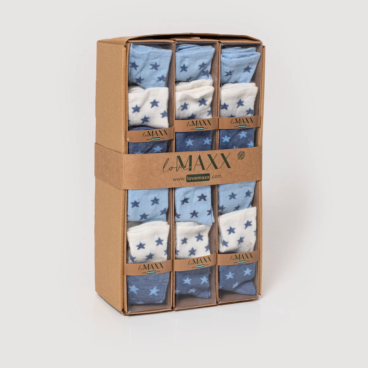 LOVEMAXX ERKEK 0/3-3/6 AY STARS 6LI ÇORAP 12Lİ BOX