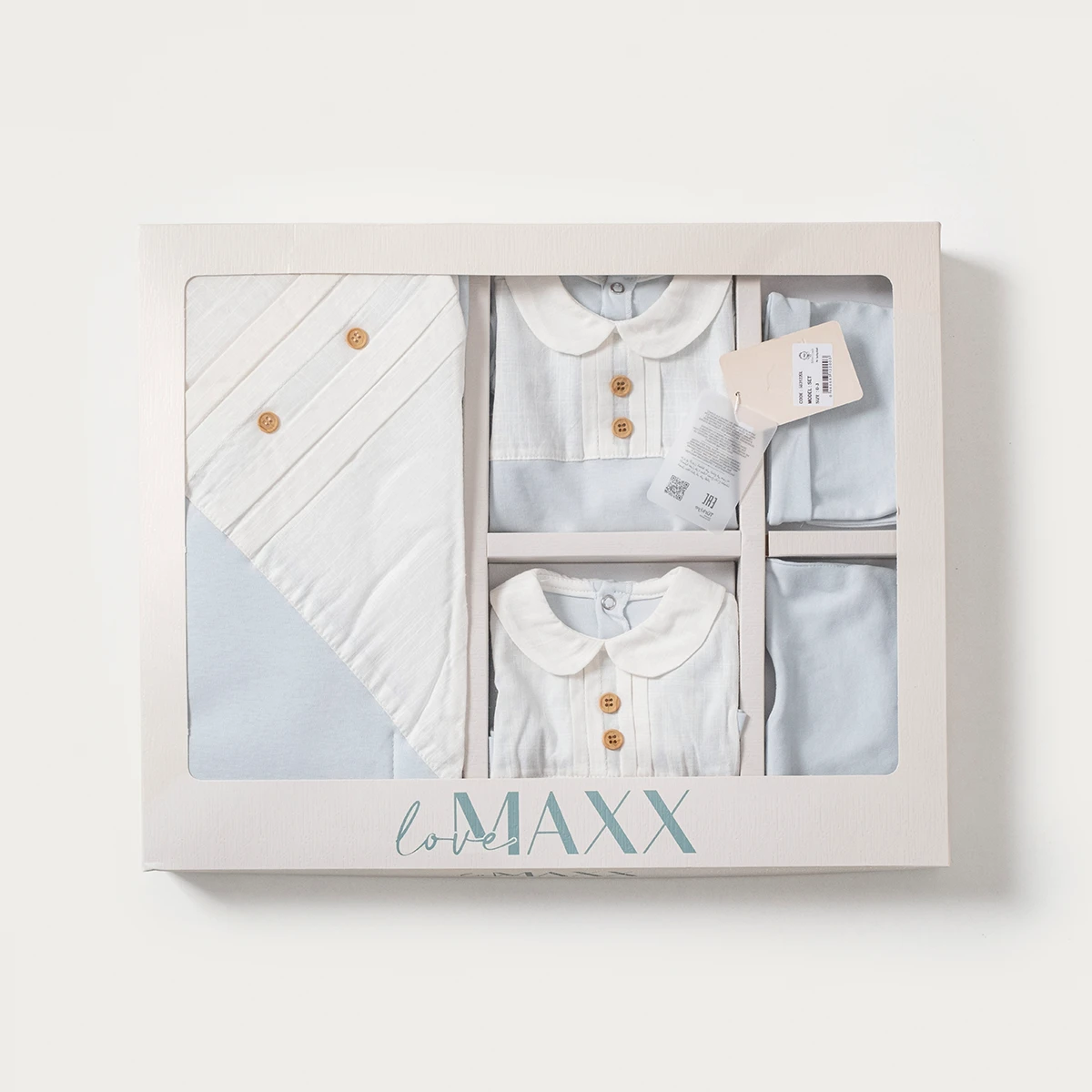 LOVEMAXX ERKEK 0-3 AY DÜĞME DETAYLI KUTULU 6LI SET