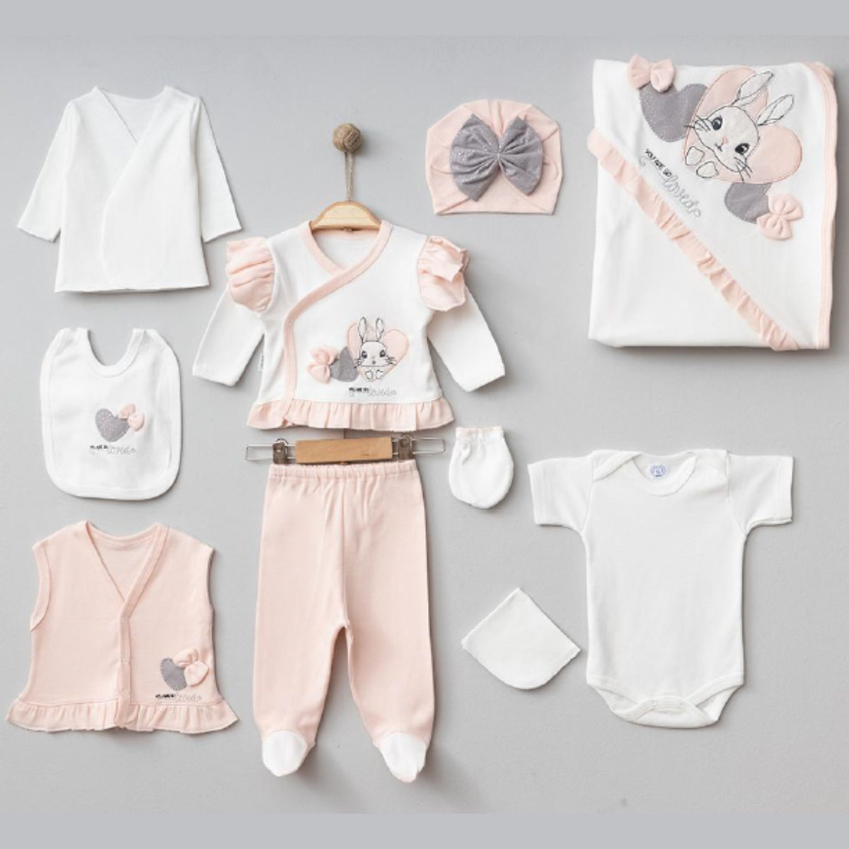 ZIPIR KIZ 0-3 AY KALPLİ TAVŞANLI 10LU SET