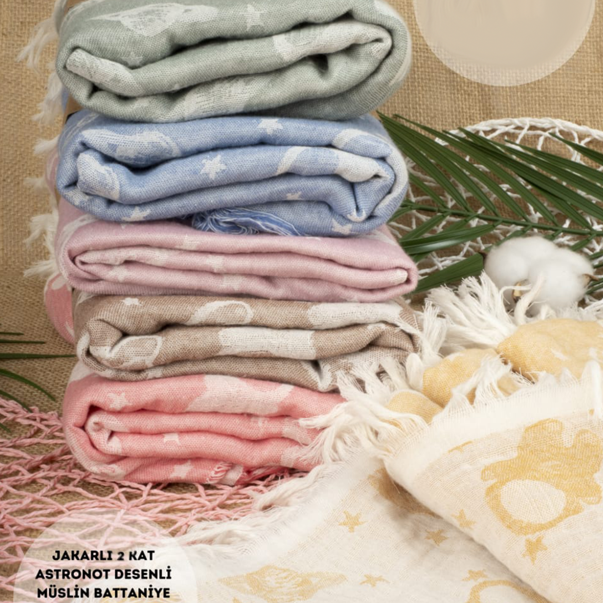 BEBLY KIDS UNISEX 105*120 CM 2KAT MÜSLİN BATTANİYE