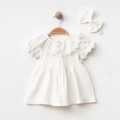 IŞIL BABY KIZ 3-6-9-12 AY GÜPÜRLÜ JAKARLI ELBİSE