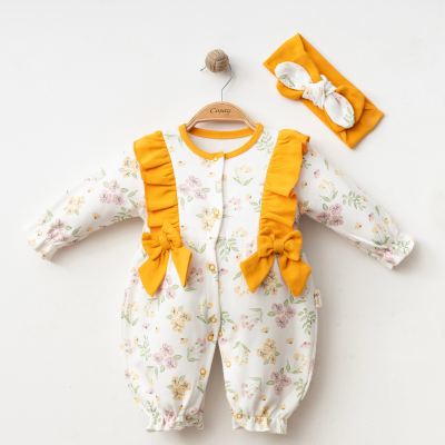 COŞAY BEBE KIZ 6-9-12 AY ÇİÇEK BASKILI TULUM