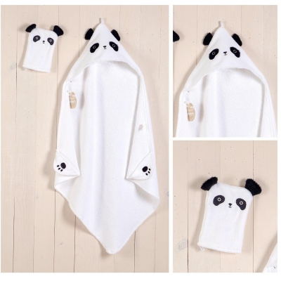 BEBESSİ UNISEX 85*90 CM PANDA SİLGİ HAVLU 2Lİ SERİ