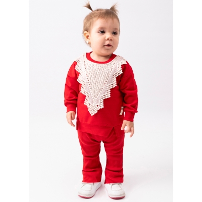 VOVİDO KIZ 9-12-18-24 AY DANTELLİ OVERSIZE TAKIM