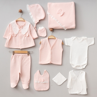 ZIPIR KIZ 0-3 AY FİSTOLU WAFFLE 10LU SET