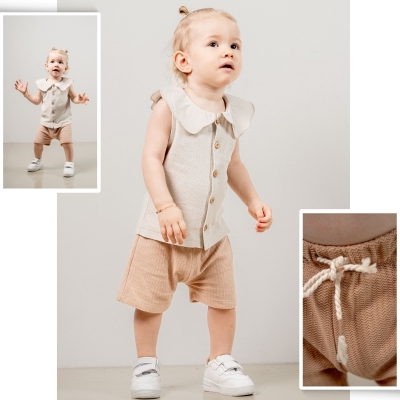 JOVİEL KIZ 9-12-18-24-36 AY YAKALI ŞORTLU TAKIM