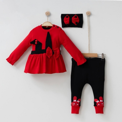 COŞAY BEBE KIZ 3-6-9 AY KULAKLI TAVŞANLI 2Lİ TAKIM