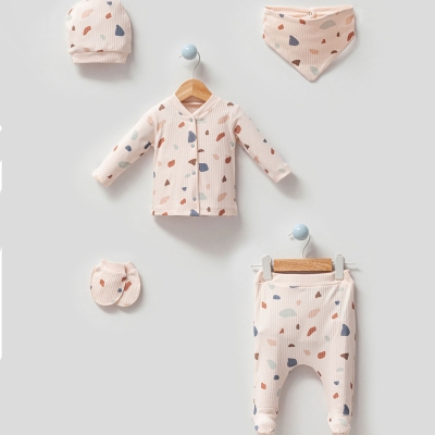 ESYA BABY UNISEX 0-3 AY TAŞ DESEN 5Lİ SET