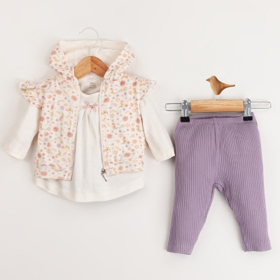 MELİSA BEBE KIZ 3-6-9-12 AY ÇİÇEKLİ 3LÜ TAKIM