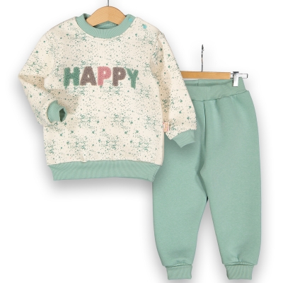 BEYAZ BEBEK KIZ 9-24  HAPPY ÇAMUR BASKILI TAKIM