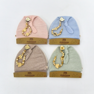MİNİSSE UNISEX EMZİK TUTACAKLI 2Lİ HAVLU ŞAPKA
