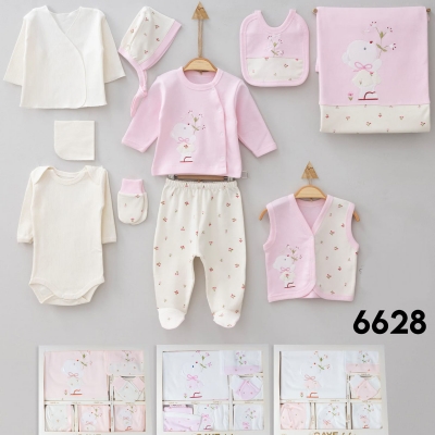 GAYE BEBE KIZ 0-3 AY ÇİÇEK NAKIŞLI TAVŞAN 10LU SET