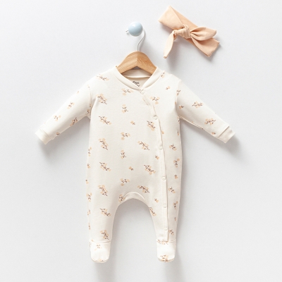 ESYA BABY KIZ 3-6-9 AY ÇİÇEKLİ BANDANALI TULUM