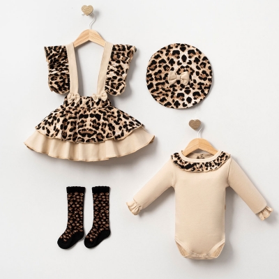 MİNİ CAYZEN KIZ 6-9-12 AY LEOPARLI ÇORAPLI TAKIM