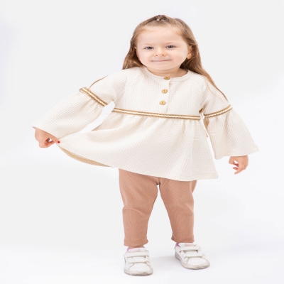 BEYAZ BEBEK KIZ 9-12-18-24 AY WAFFLE TAKIM