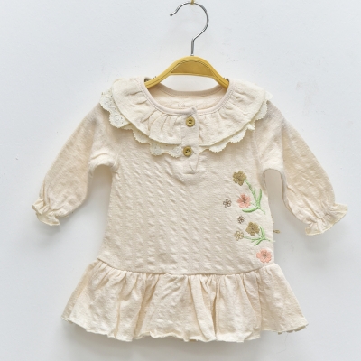 ANNA BABBA KIZ 3-6-9-12 AY ÇİÇEKLİ DANTELLİ ELBİSE