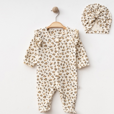 OBABY KIZ 0/3-0/3-3/6 AY BONELİ LEOPARLI TULUM