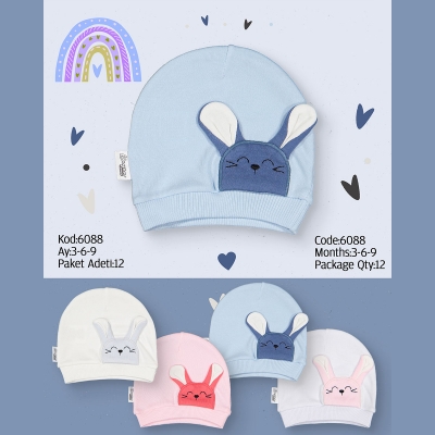 KAYRA BABY UNISEX TAVŞANLI ŞAPKA 12Lİ