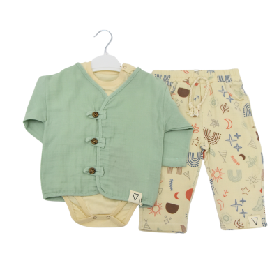 BABY COOL ERKEK 6-9-12-18 AY MÜSLİN 3LÜ TAKIM
