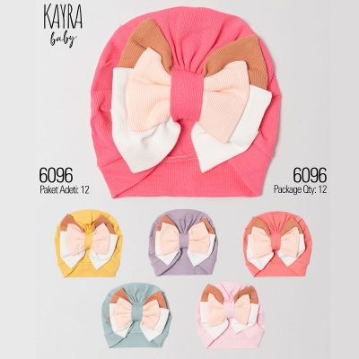 KAYRA BABY KIZ 3-6-9 AY ÜÇ KAT FİYONKLU BONE 12Lİ