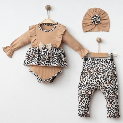 COŞAY BEBE KIZ 6-9-12-18 AY LEOPARLI 3LÜ TAKIM