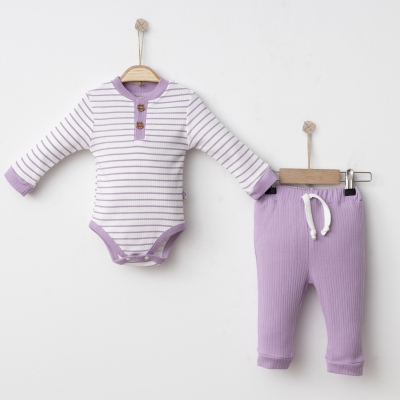 COŞAY BEBE KIZ 9-12-18 AY ÇİZGİLİ 2Lİ TAKIM