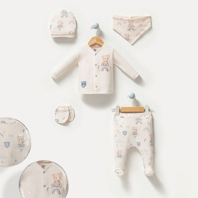 ESYA BABY UNISEX 0-3 AY GÖKKUŞAĞI DESEN 5Lİ SET